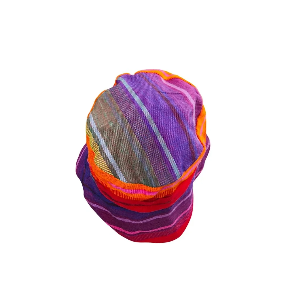 Multicolor Artisan Handwoven Cotton Bucket Hat Boho Festival Sun Hat Wide Brim‎
